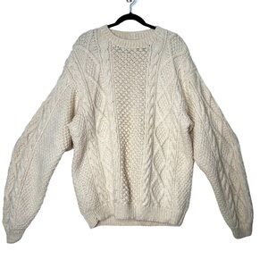 Fishermancore Cream Chunky Cable Knit Sweater Cozycore Rustic Boho Cabincore